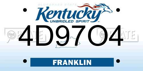 4D97O4 Kentucky License Plate