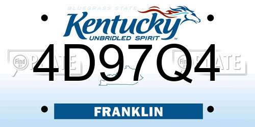 4D97Q4 Kentucky License Plate