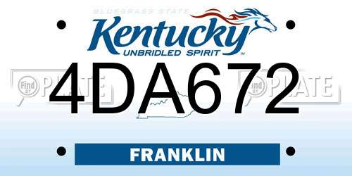 4DA672 Kentucky License Plate