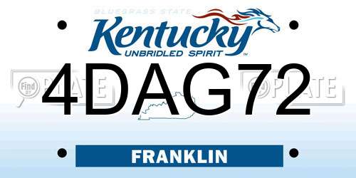 4DAG72 Kentucky License Plate