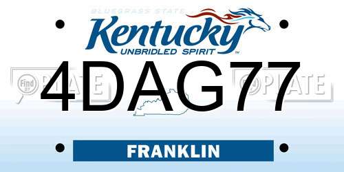 4DAG77 Kentucky License Plate