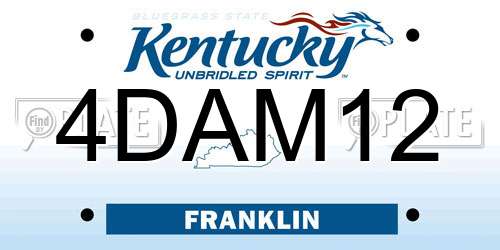 4DAM12 Kentucky License Plate