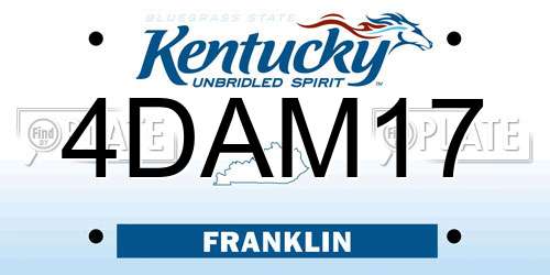 4DAM17 Kentucky License Plate