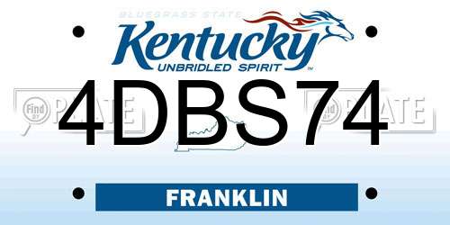 4DBS74 Kentucky License Plate