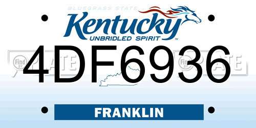 4DF6936 Kentucky License Plate