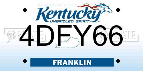 4DFY66 Kentucky License Plate