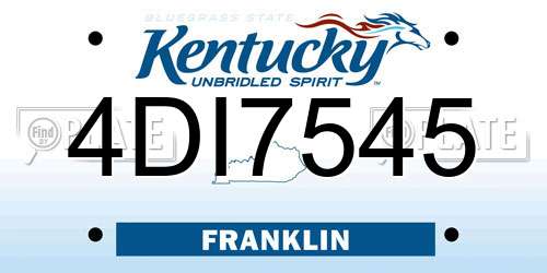4DI7545 Kentucky License Plate