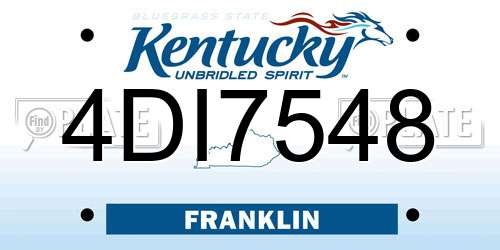 4DI7548 Kentucky License Plate