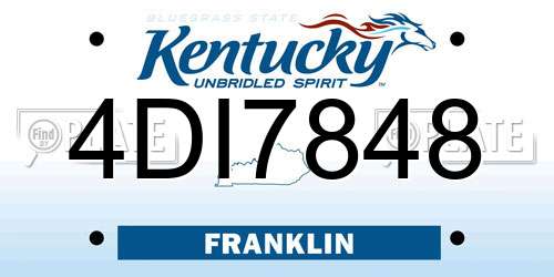 4DI7848 Kentucky License Plate