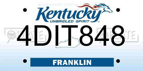 4DIT848 Kentucky License Plate
