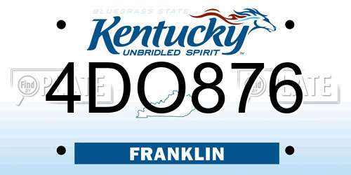 4DO876 Kentucky License Plate