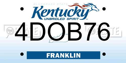 4DOB76 Kentucky License Plate