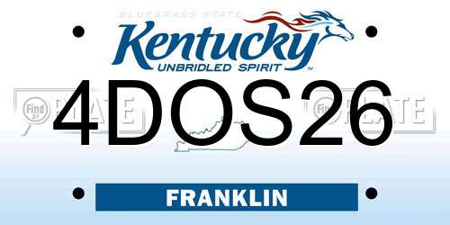 4DOS26 Kentucky License Plate
