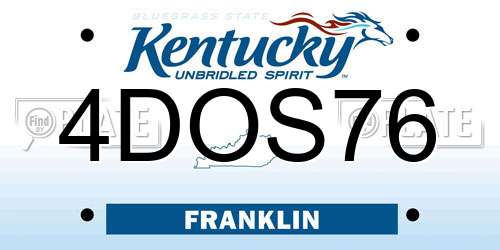 4DOS76 Kentucky License Plate