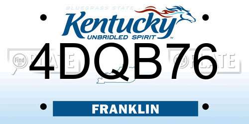 4DQB76 Kentucky License Plate