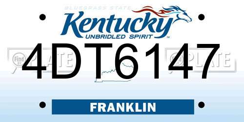 4DT6147 Kentucky License Plate