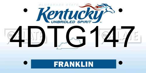 4DTG147 Kentucky License Plate