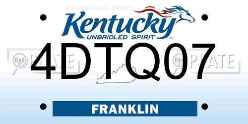 4DTQ07 Kentucky License Plate