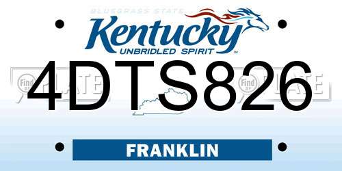 4DTS826 Kentucky License Plate