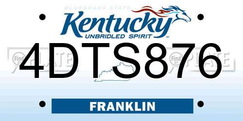 4DTS876 Kentucky License Plate