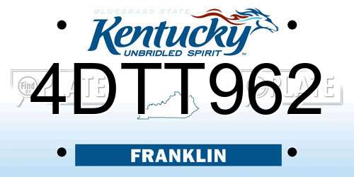 4DTT962 Kentucky License Plate