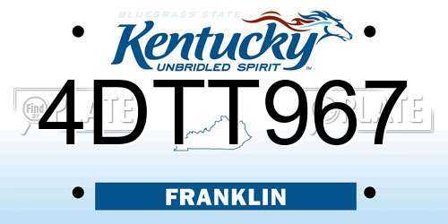 4DTT967 Kentucky License Plate