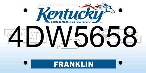 4DW5658 Kentucky License Plate