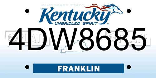 4DW8685 Kentucky License Plate
