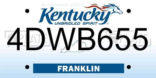 4DWB655 Kentucky License Plate