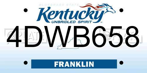 4DWB658 Kentucky License Plate