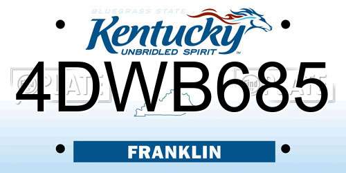 4DWB685 Kentucky License Plate