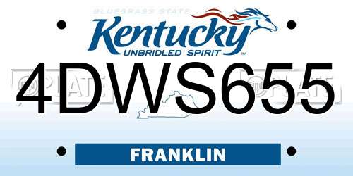 4DWS655 Kentucky License Plate