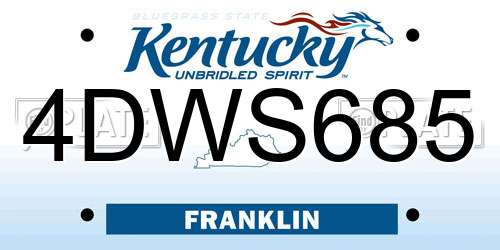4DWS685 Kentucky License Plate