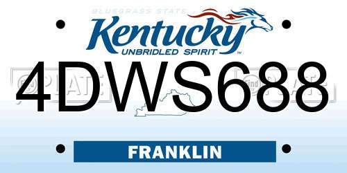4DWS688 Kentucky License Plate