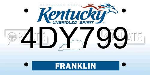 4DY799 Kentucky License Plate