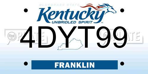4DYT99 Kentucky License Plate