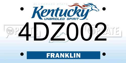 4DZ002 Kentucky License Plate