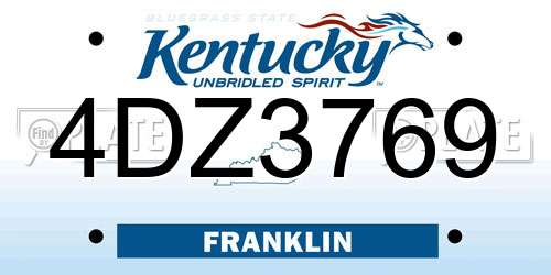 4DZ3769 Kentucky License Plate