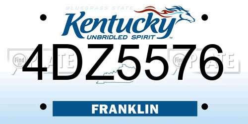 4DZ5576 Kentucky License Plate