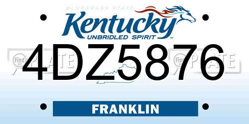 4DZ5876 Kentucky License Plate