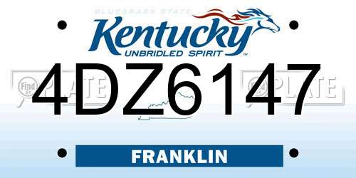 4DZ6147 Kentucky License Plate