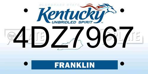 4DZ7967 Kentucky License Plate