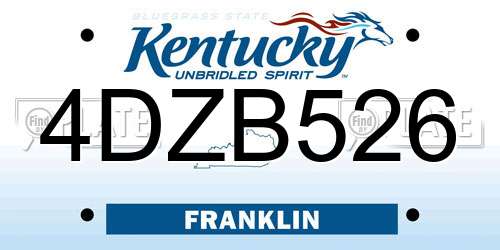 4DZB526 Kentucky License Plate