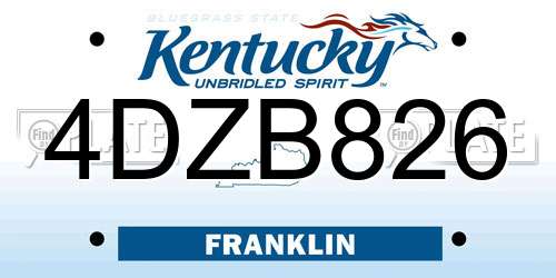 4DZB826 Kentucky License Plate