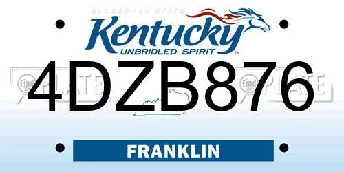 4DZB876 Kentucky License Plate