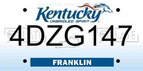 4DZG147 Kentucky License Plate