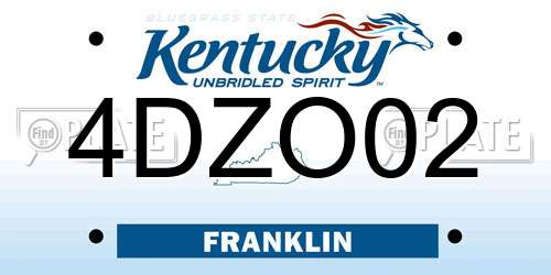 4DZO02 Kentucky License Plate