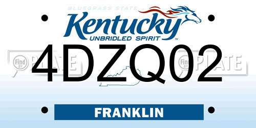 4DZQ02 Kentucky License Plate