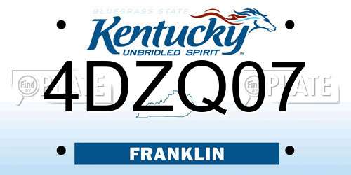4DZQ07 Kentucky License Plate