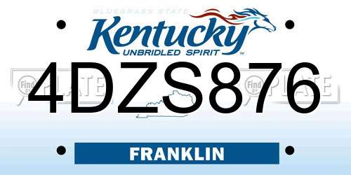 4DZS876 Kentucky License Plate